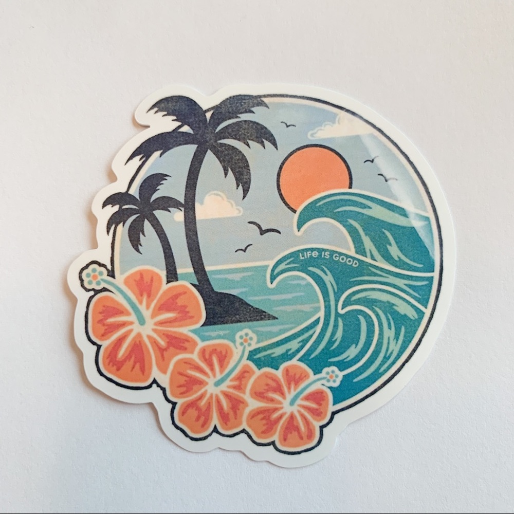 5/$5 Tropical Palm Tree Ocean Sticker